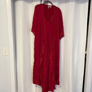 Claire’s Rose 100% silk long nightgown and matching silk rose red valentine